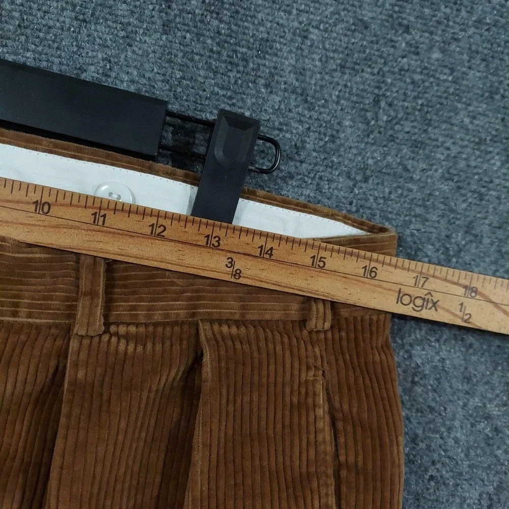 Vintage Brooks Brothers Pants Mens 32x30 Brown Corduroy Pleated Cuffed USA